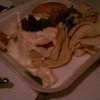 3 cheese fondue in bread bowl. In styrofoam. Because they forgot it. Then brought it as takeaway.