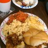 Pulled pork, mac-n-cheese, grits, jambalaya, gumbo, bread-pudding-like dessert. Food Friday win.