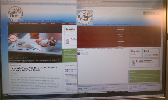 Changed my IE6 UA string to IE8, and can use @BuffaloFirst site. Ugly, but not blocked. Why the block?